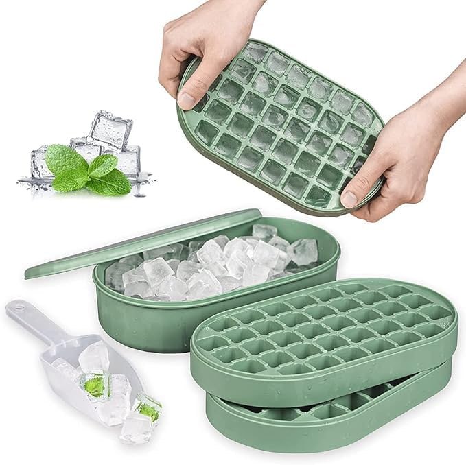 Silicone Ice Cube Tray with Lid | Ice Mold with Storage Compartment