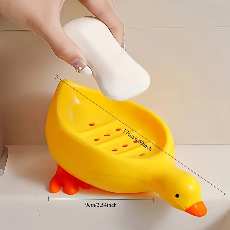 Cute Duck Soap Dish – Cartoon Duck Shape Self-Draining Soap Holder for Bathroom, Shower & Toilet – Open Design Soap Box Tray