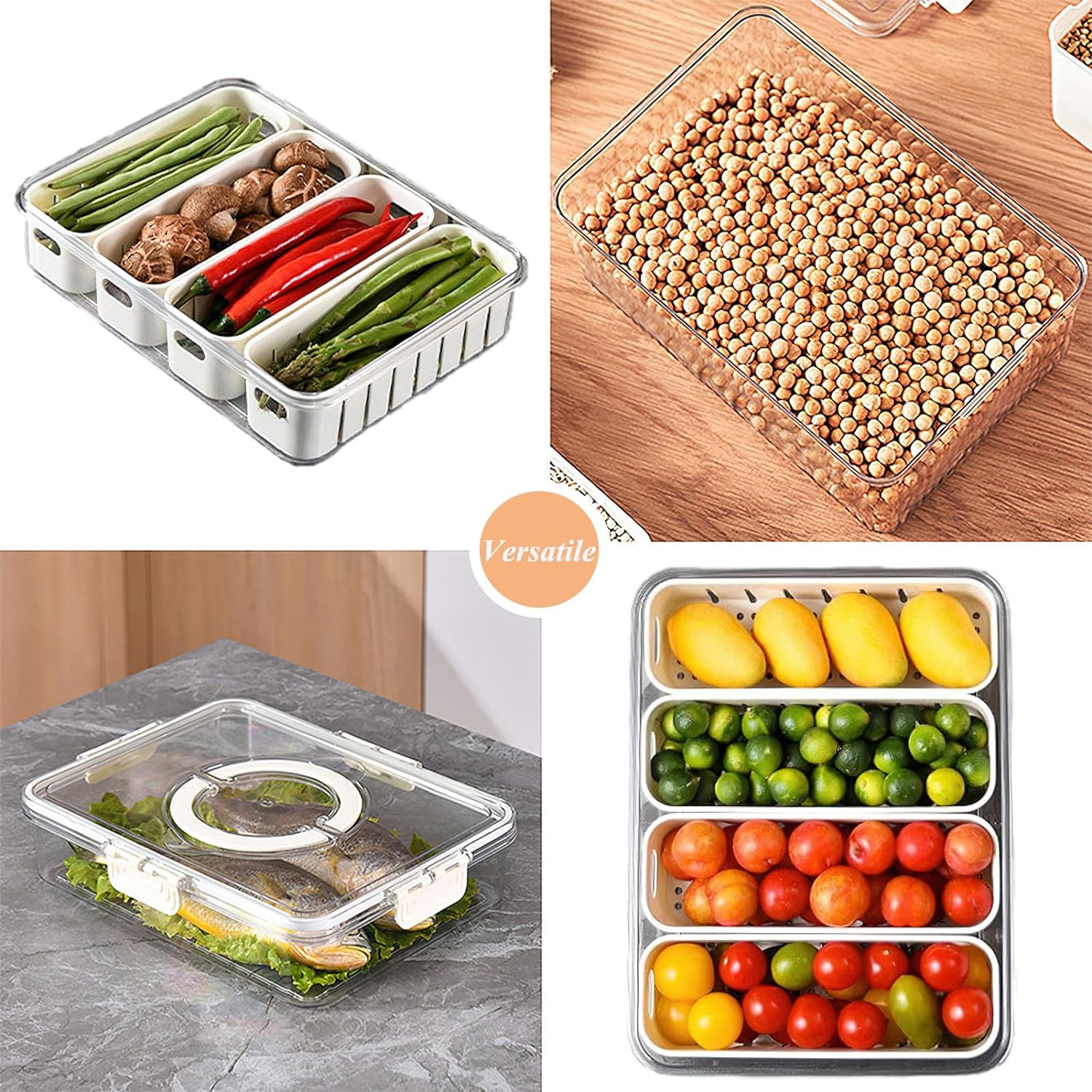 Multi Compartments Food Storage Box (4 Compartment) | Airtight Snack Storage Container