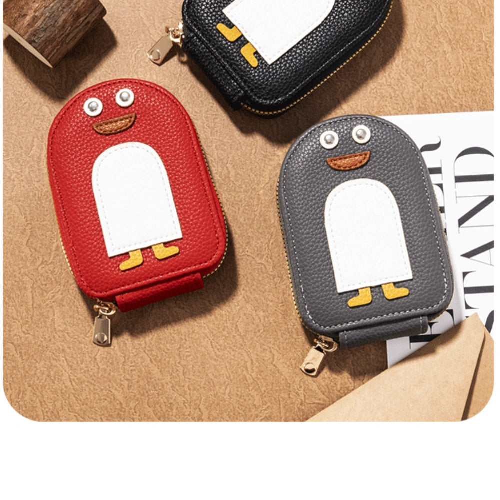 Penguin Mini Storage Leather Pouch | Cute Coin, AirPods, Lipstick & Jewellery Organizer Pocket Case