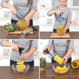 Stainless Steel Pineapple Cutter & Corer | Heavy-Duty Pineapple Peeler & Slicer Tool | Easy Fruit Cutter for Kitchen