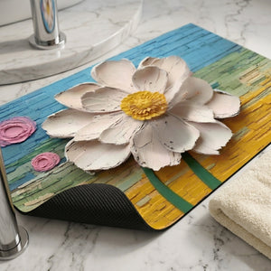 3D Floral Anti-Slip Door Mat | Soft Absorbent Washable Floor Rug for Bathroom, Bedroom & Entrance