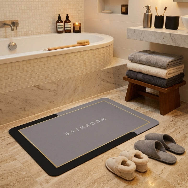 Luxury Anti-Slip Bathroom Floor Mat | Soft Absorbent Quick Dry Bath Rug | Waterproof Washroom Entrance Carpet