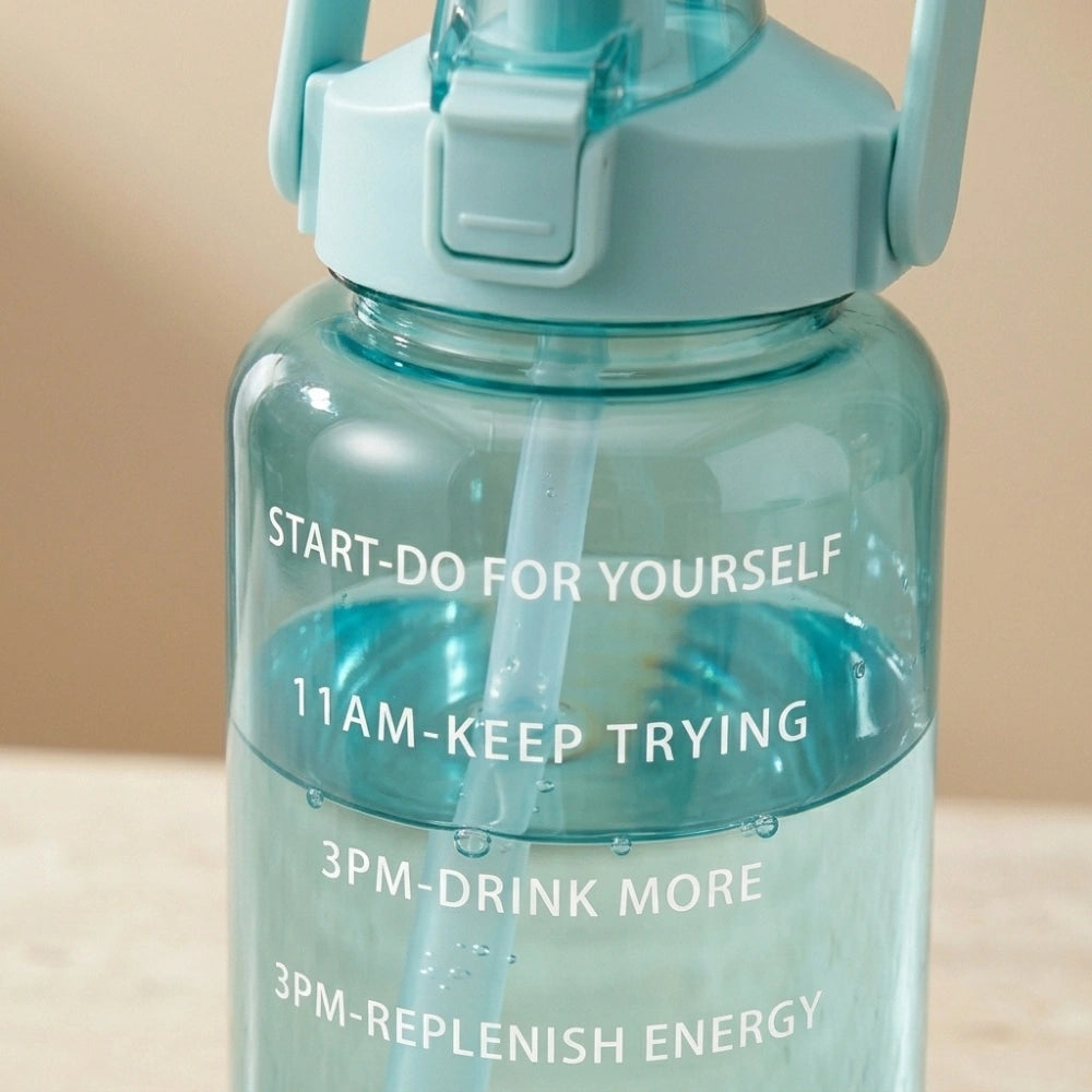 2L Motivational Water Bottle with Straw & Time Marker | Leakproof Large Capacity Sports Bottle for Gym, Office, School, Travel & Outdoor Activities