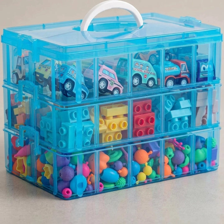 3 Layer Transparent Jewelry Storage Box with 18 Grids | Portable Makeup & Earring Organizer Case with Removable Dividers