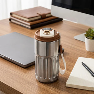 Digital Temperature Display Coffee Mug | 316 Stainless Steel Vacuum Insulated Travel Mug with Leakproof Lid | Double Wall Thermal Tumbler