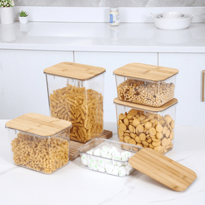 Multi-Purpose Transparent Food Storage Containers with Wooden Lid | Eco-Friendly Kitchen Organization