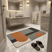 Happy Geometric Door Mat | Anti-Slip Soft Floor Rug | Modern Bathroom & Entrance Home Decor Mat