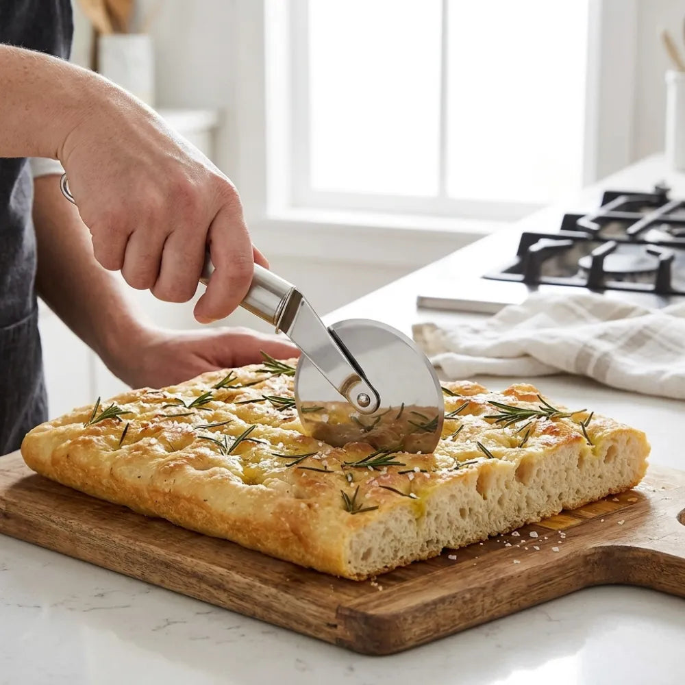 Stainless Steel Pizza Cutter Wheel | Sharp Pizza Slicer with Ergonomic Handle for Pizza, Cake, Pastry & Flatbread