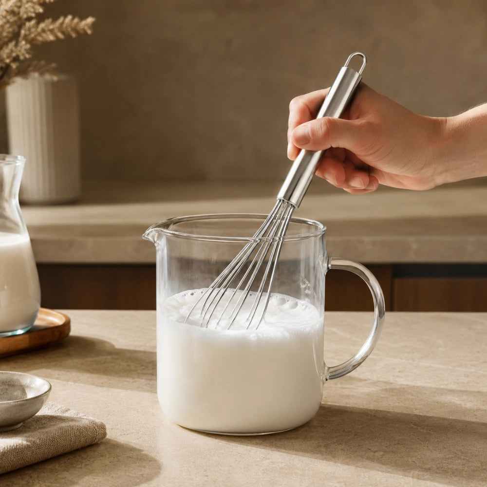 Stainless Steel Manual Hand Whisk | Coffee Frother, Egg Beater & Baking Whisk | Milk Frothing Mixer for Kitchen