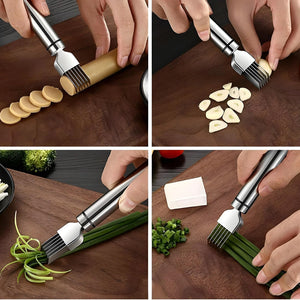 6-Blade Stainless Steel Vegetable Grater & Scallion Cutter | Onion, Herbs & Vegetable Shredder | Multi-Blade Chopping Knife