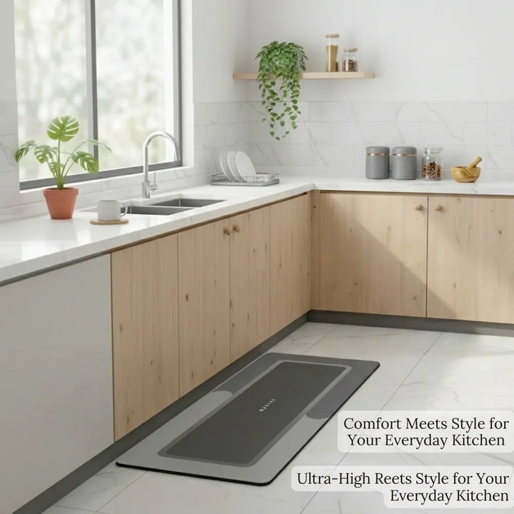 2-Piece Memory Foam Kitchen Mat Set – Waterproof Non-Slip Anti-Fatigue Cushioned Runner Rugs for Kitchen, Sink & Bathroom