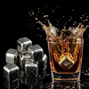 4PCS Reusable Stainless Steel Whiskey Stones | Metal Ice Cubes for Whiskey, Cocktails & Beverages | Drink Chilling Cubes Set
