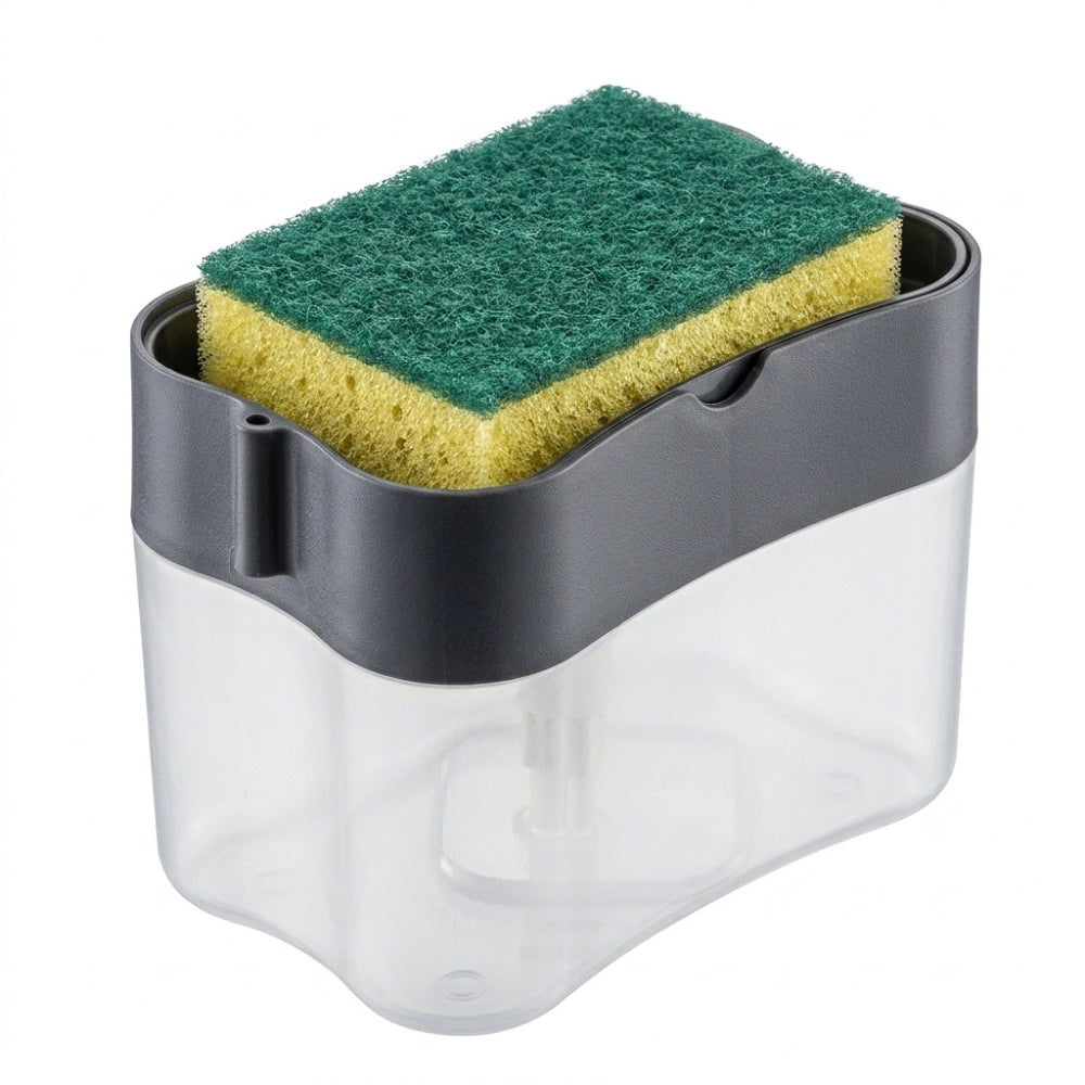 2 in 1 Kitchen Soap Dispenser with Sponge Holder | Liquid Dishwashing Pump for Sink & Bathroom Use
