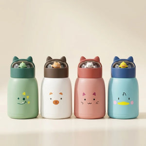 Cute Cat Kids Glass Water Bottle | Leakproof Glass Bottle with Lid | Reusable Drinking Bottle for School, Travel & Daily Use