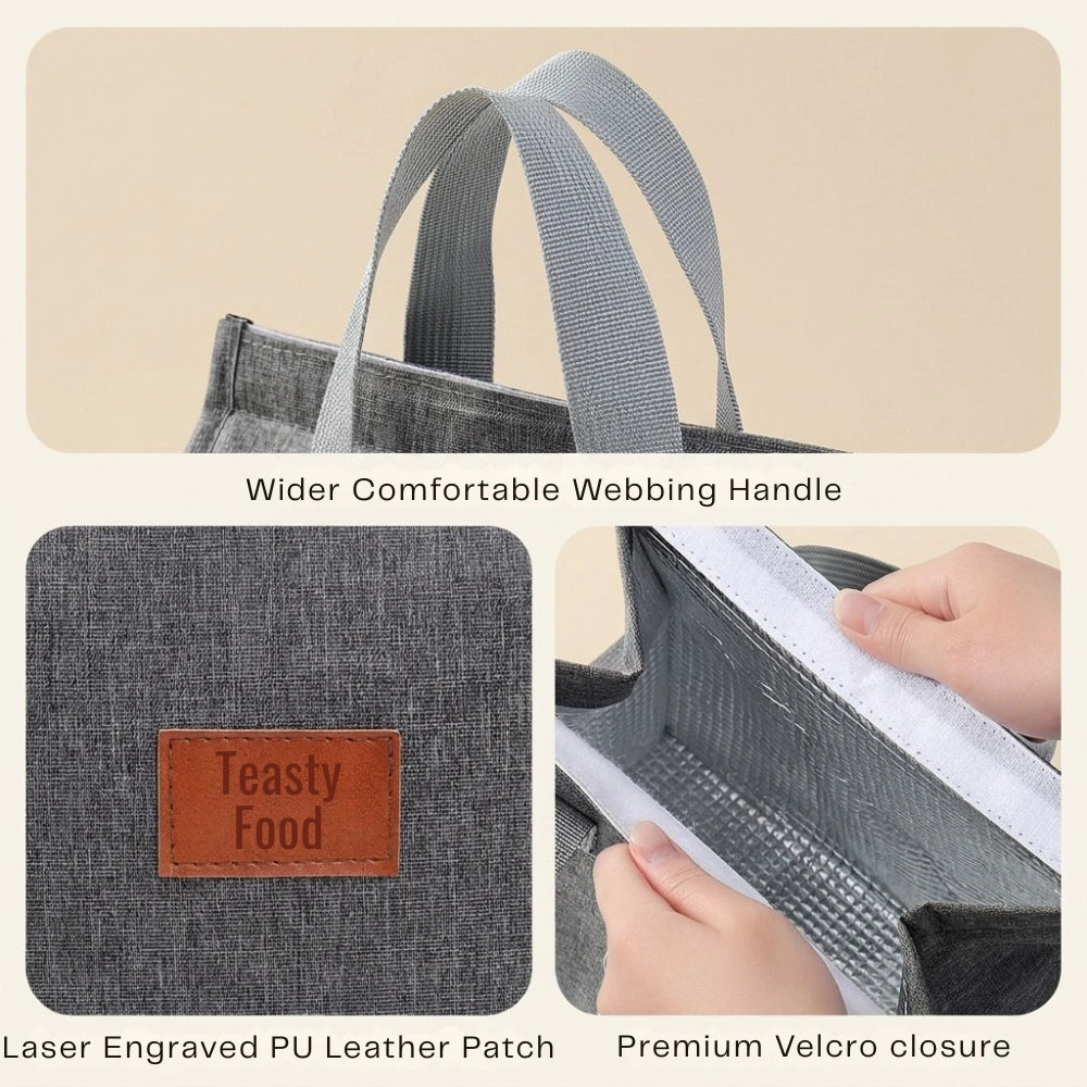 Insulated Lunch Bag Leakproof Thermal Tote for Office School Picnic Grey