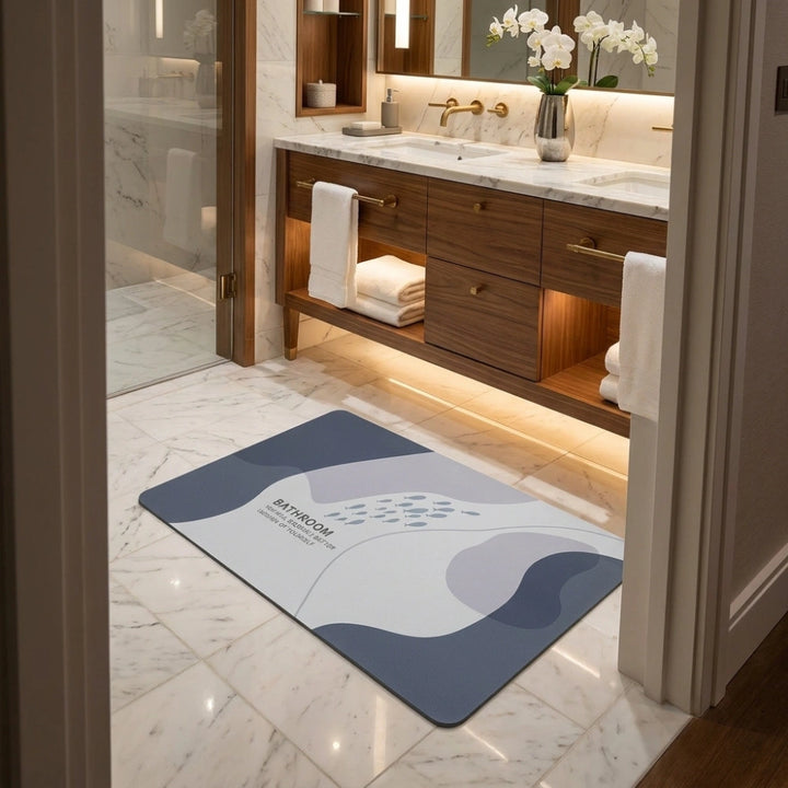 Abstract Pastel Bath Mat | Modern Non Slip Bathroom Rug Minimalist Soft Floor Mat