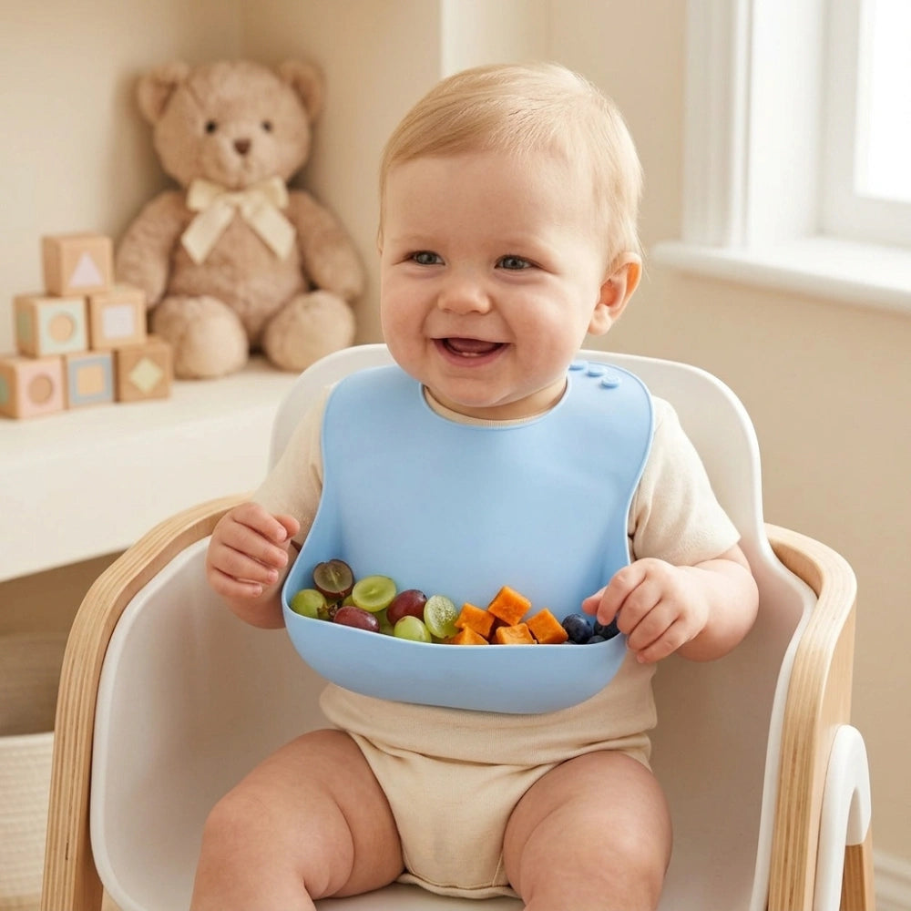 Silicone Baby Feeding Bib with Food Catcher | Waterproof Weaning Bib for Babies And Toddlers