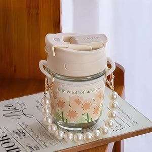 350ml Premium Clear Glass Mug with Lid & Straw | Leakproof Reusable Coffee, Juice & Smoothie Tumbler for Home, Office & Travel