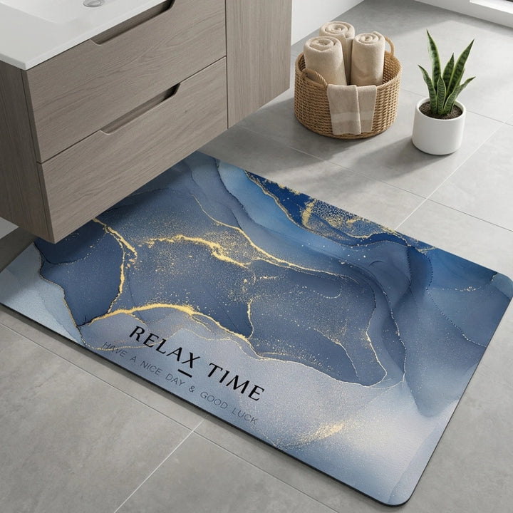 Luxury Marble Relax Time Door Mat | Anti-Slip Soft Floor Rug | Modern Bathroom & Entrance Home Decor Mat