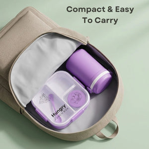 Lunch Box Set with Water Bottle & Spoon | 3 Compartment Leak-Resistant Lunch Box for Kids & Adults | BPA-Free Portable Tiffin Box