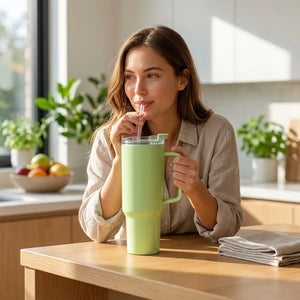 1800ml Large Plastic Tumbler with Handle, Lid & Straw | BPA-Free Travel Mug Water Bottle for Gym, Office, Home & Outdoor