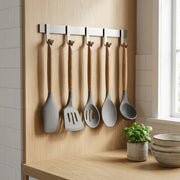 5-Piece Silicone Kitchen Utensil Set with Wooden Handles | Non-Stick Cooking Spatulas, Turner, Serving Spoon & Soup Ladle, Heat Resistant Kitchen Tools