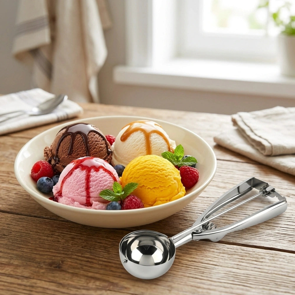 Stainless Steel Ice Cream Scoop Spoon | Heavy-Duty Ice Cream Serving Scoop for Gelato, Sorbet & Cookie Dough