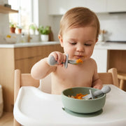 Silicone Baby Spoon & Fork Set | Soft Tip Self-Feeding Utensils for Babies & Toddlers