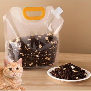 1.5L Transparent Grain Storage Bag with Pour Spout - Resealable Stand-Up Pantry Organizer