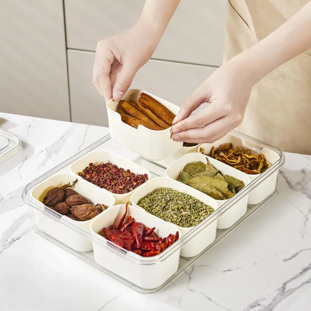 Snackle Storage Organizer – 8-Section Portable Snack Container with Adjustable Dividers - Housious