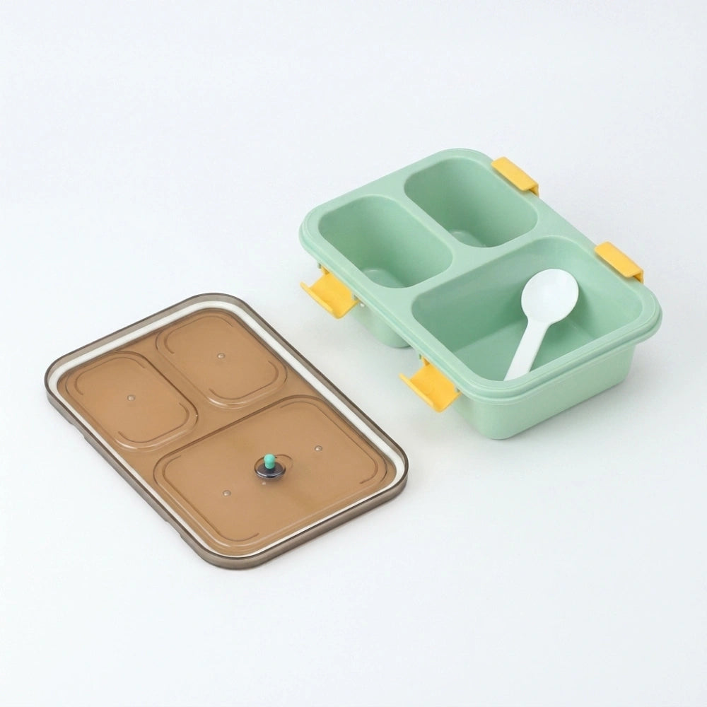 3 Compartment Lunch Box with Spoon | Leak-Resistant Bento Lunch Box for School | BPA-Free Food Storage Tiffin Box for Kids & Adults
