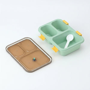 3 Compartment Lunch Box with Spoon | Leak-Resistant Bento Lunch Box for School | BPA-Free Food Storage Tiffin Box for Kids & Adults