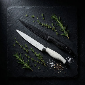 8-Inch High Carbon Stainless Steel Chef Knife | Speckled Non-Stick Coating | Sharp Kitchen Knife with Ergonomic Handle