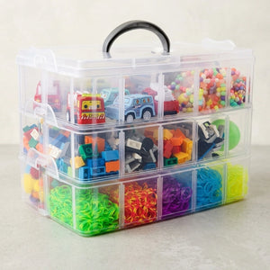 3 Layer Transparent Jewelry Storage Box with 18 Grids | Portable Makeup & Earring Organizer Case with Removable Dividers