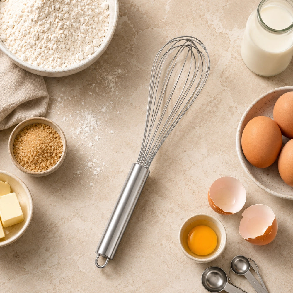 Stainless Steel Manual Hand Whisk | Coffee Frother, Egg Beater & Baking Whisk | Milk Frothing Mixer for Kitchen