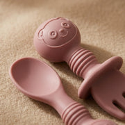 Silicone Baby Spoon & Fork Set | Soft Tip Self-Feeding Utensils for Babies & Toddlers