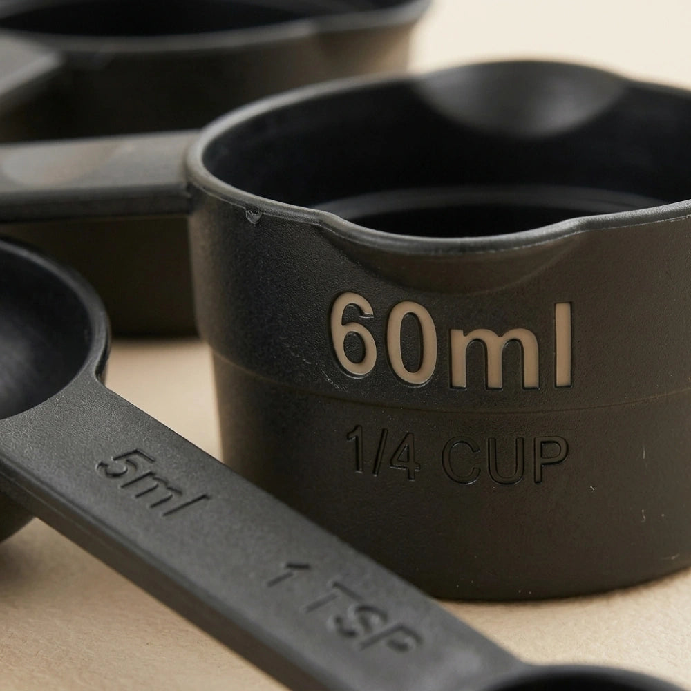 8-Piece Measuring Cups & Spoons Set | Plastic Measuring Tools for Baking, Cooking, Dry & Liquid Ingredients