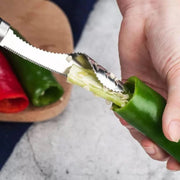 Stainless Steel Chili Corer & Seed Remover Tool | Pepper Deseeder for Jalapeños, Green Chilies & Peppers | Easy Kitchen Gadget