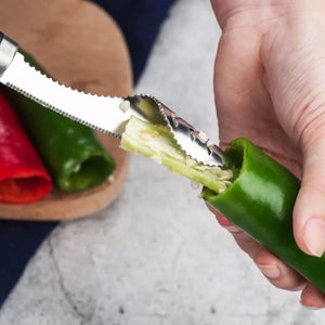Stainless Steel Chili Corer & Seed Remover Tool | Pepper Deseeder for Jalapeños, Green Chilies & Peppers | Easy Kitchen Gadget