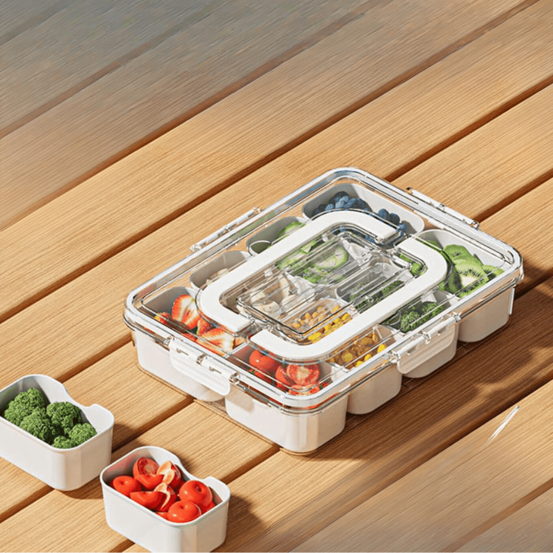 Portable Eight-Grid Storage Box | Compact Organizer for Travel, Home & Office
