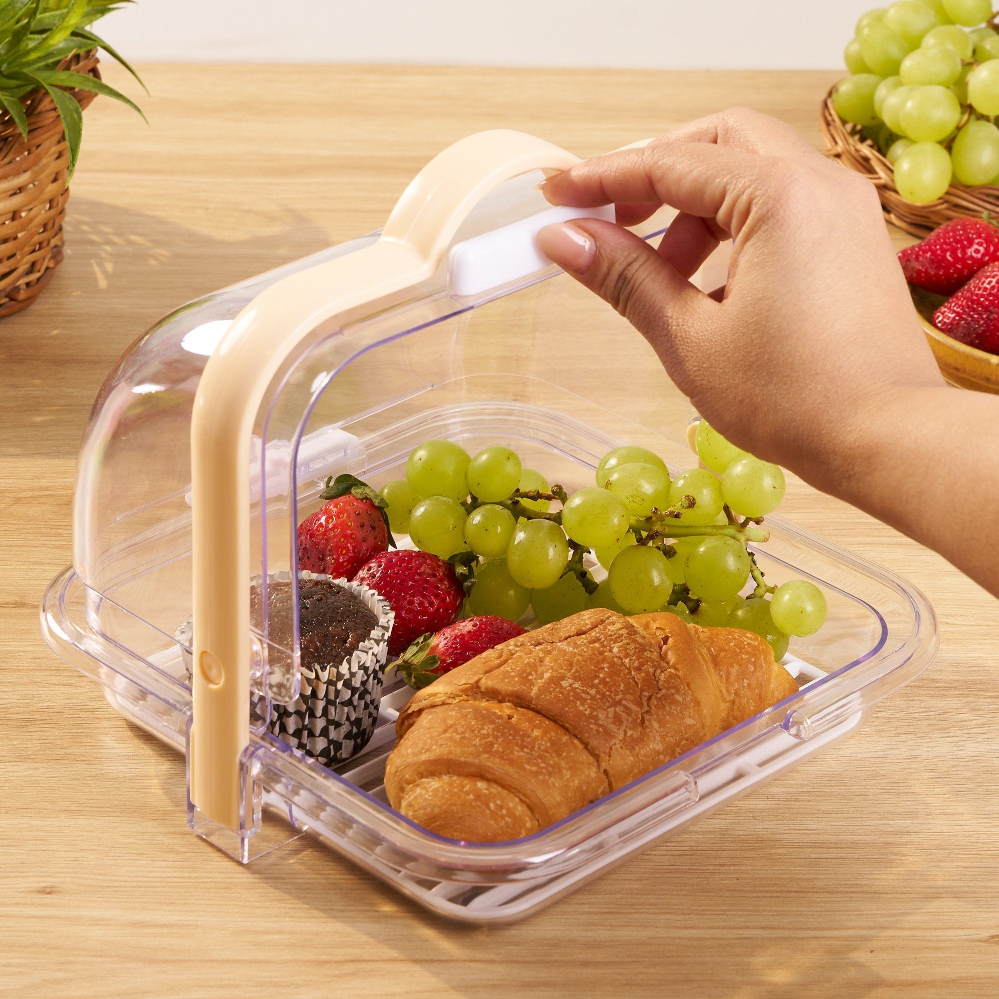 Fresh Keeper Acrylic Food Organizer | Drain Tray Vegetable Fruit Storage Container