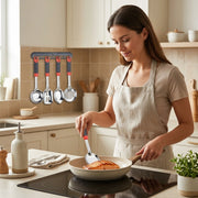2-in-1 Stainless Steel Frying Tool Set with Clip & Strainer | Oil Frying Spoon, Skimmer, Serving Tong, BBQ Filter & Kitchen Utensil Set with Wall Holder