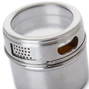 9PCS Stainless Steel Magnetic Spice Jar Set with Rack | Masala Storage Containers for Salt, Pepper & Seasonings