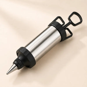 Stainless Steel Icing Gun Cake Decorating Kit | Pastry Syringe with Nozzles & Reusable Piping Bags for Cakes & Cupcakes