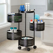 Round Rotating Kitchen Storage Trolley with Wheels | Multi-Layer Organizer Rack