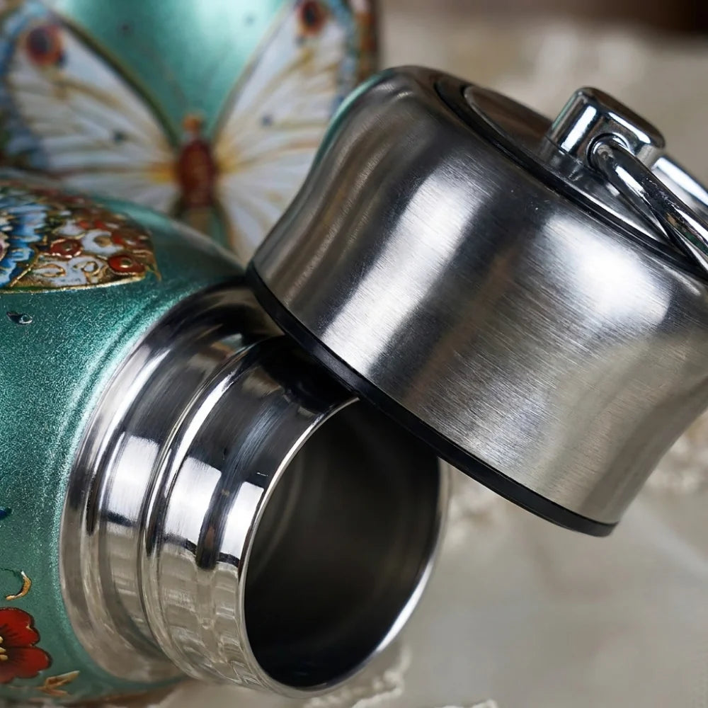 300ml Butterfly Print Stainless Steel Vacuum Insulated Water Bottle | Double Wall Hot & Cold Thermos Flask | Premium Mini Handy Bottle