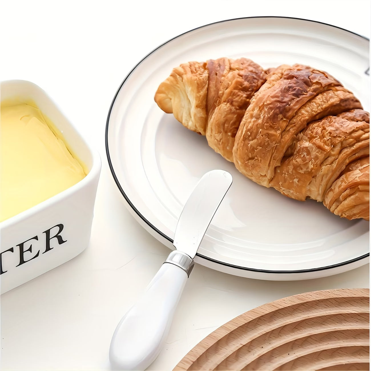 Ceramic Butter Dish With Lid & Knife – Airtight Butter Keeper Container with Silicone Seal for Countertop & Refrigerator