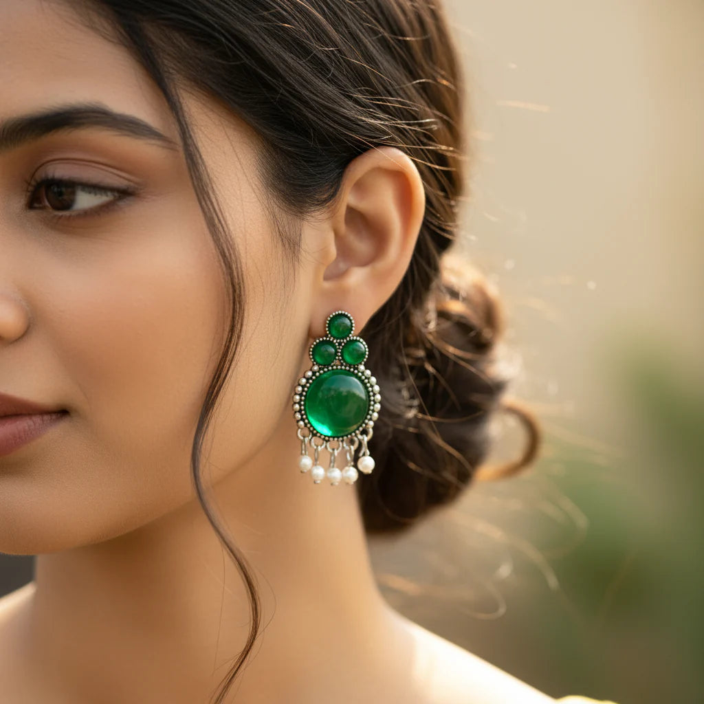 12-Piece Oxidized Silver Ethnic Earring Set | Tribal Jhumka & Dangle Collection