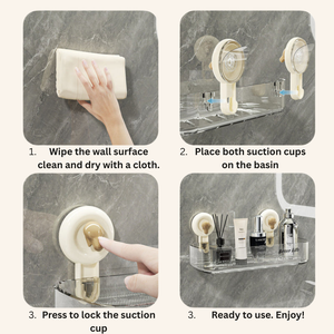 Housious® Multi-Purpose Transparent Suction Cup Storage Shelf
